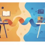 Duaction learning method showing person combining education with practical work experience simultaneously