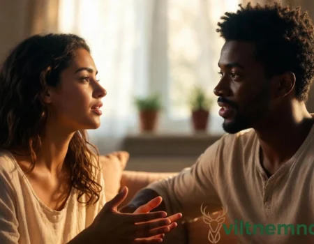 couple talking and building trust and communication in healthy relationship