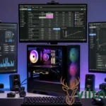 Eurogamersonline gadgets archives displaying gaming hardware reviews and tech specifications on multiple monitors