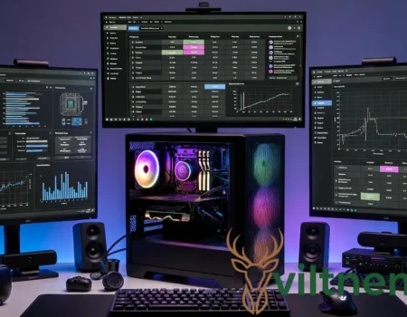 Eurogamersonline gadgets archives displaying gaming hardware reviews and tech specifications on multiple monitors