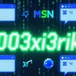 2003xi3rika digital username displayed in neon typography with early 2000s internet culture elements and MSN Messenger aesthetic background