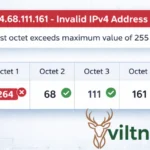 IPv4 address validation diagram showing why 264.68.111.161 exceeds the maximum 255 value and breaks IPv4 format requirements