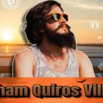 Abraham Quiros Villalba visionary entrepreneur with cryptocurrency blockchain symbols and sunset representing renewable energy innovation