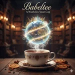 An elegant teacup and globe illustration representing the Babeltee brand tagline "A World in Your Cup.