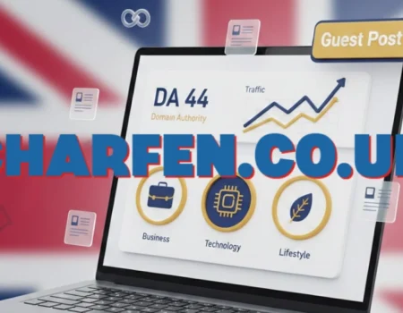 Charfen.co.uk platform dashboard showing guest posting services and SEO metrics for content creators