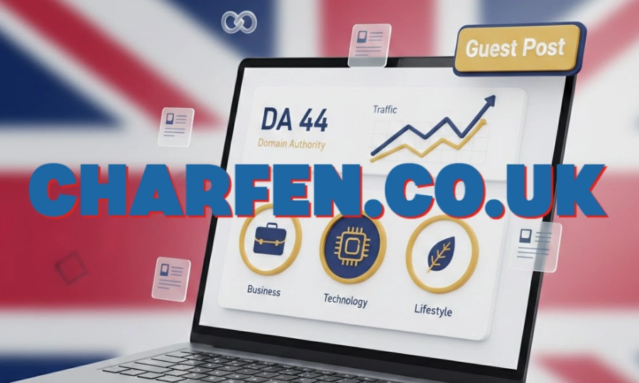 Charfen.co.uk platform dashboard showing guest posting services and SEO metrics for content creators