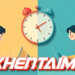 exhentaime time management concept showing work-life balance with productivity and leisure activities