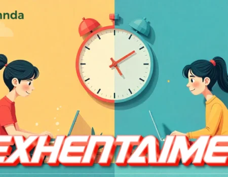 exhentaime time management concept showing work-life balance with productivity and leisure activities