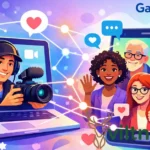 Garforfans community platform showing diverse fans and creators connected through messages and engagement on digital devices
