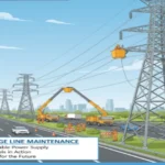 Aerial view of utility maintenance during a planned I-75 power line shutdown.