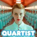 A cinematic illustration representing Quartist identity, showing a central creative figure symbolizing multidisciplinary art, technology, and modern creative philosophy.