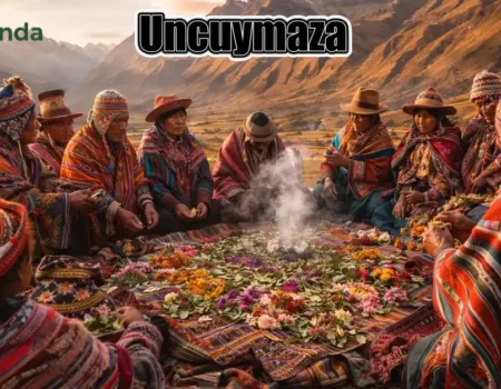 Indigenous Andean community performing uncuymaza ceremony with traditional offerings to Pachamama in Peru highlands