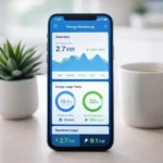 Wattip smart energy monitor app showing real-time electricity usage tracking on mobile device