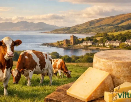 Ayrshire place of origin: red and white dairy cattle and Dunlop cheese from Scotland's historic County of Ayrshire