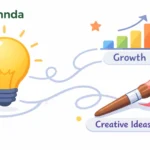 Illustration showing the cñims platform connecting creative ideas with data analytics.