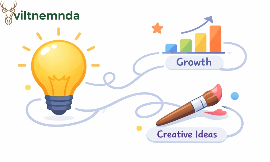 Illustration showing the cñims platform connecting creative ideas with data analytics.
