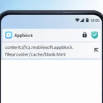 AppBlock content URI showing cache blank.html path on Android browser address bar