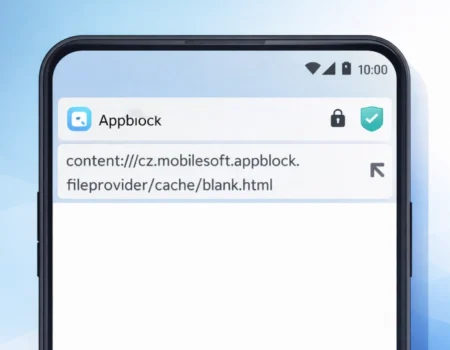 AppBlock content URI showing cache blank.html path on Android browser address bar