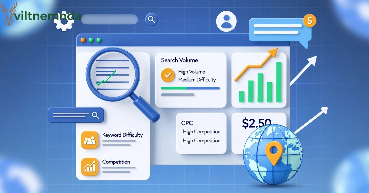 Keyword optimization by garage2global strategy showing SEO research tools and ranking improvement techniques on digital dashboard