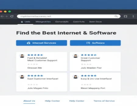 Screenshot of the myinternetaccesss.net website interface showing user reviews and ratings.