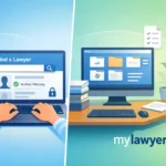 mylawyer360 platform interface showing lawyer-client matching and practice management tools for legal services