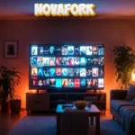 A home cinema setup showing movie streaming options as an alternative to novafork.
