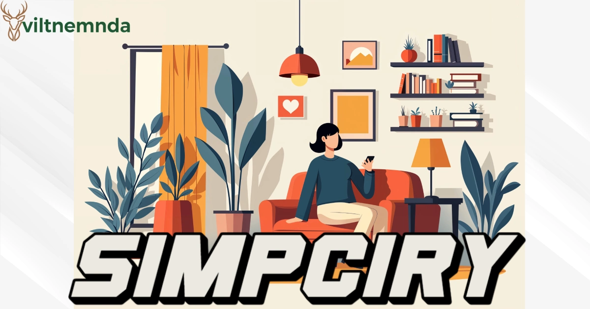 Simpciry minimalist living room illustration with person relaxing on couch surrounded by plants and neutral decor