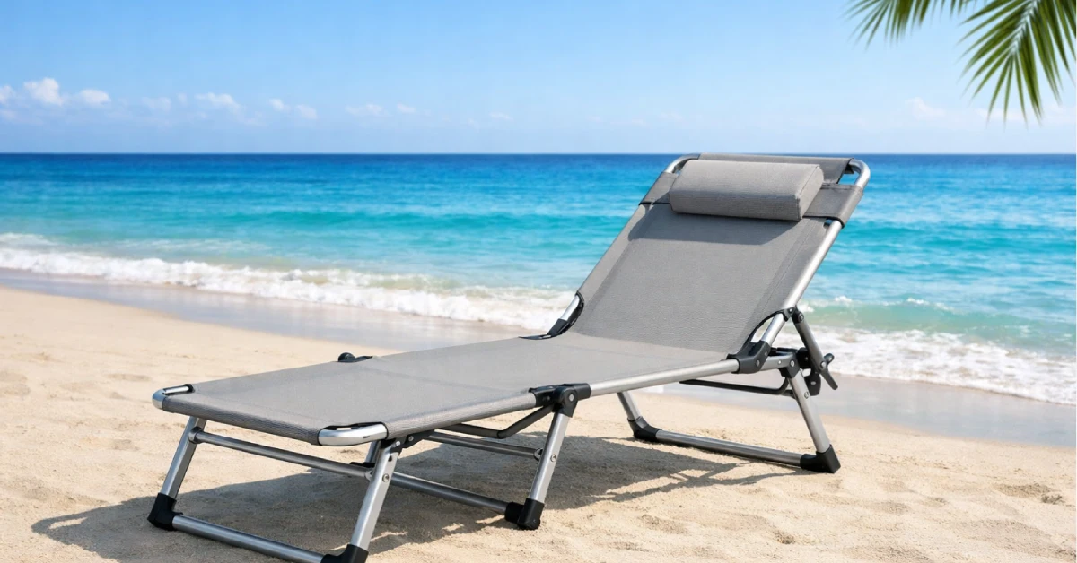 tumbons portable foldable outdoor seating chair for beach and patio use