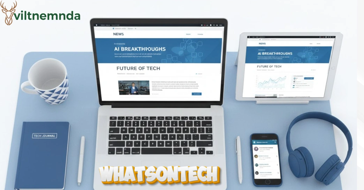 WhatsOnTech platform interface showing technology news, software reviews, and digital resources for tech enthusiasts
