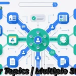 Your topics multiple stories content strategy diagram showing hub and spoke model for SEO
