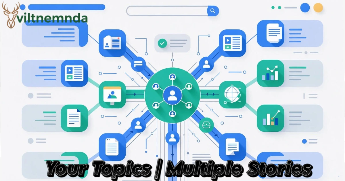 Your topics multiple stories content strategy diagram showing hub and spoke model for SEO