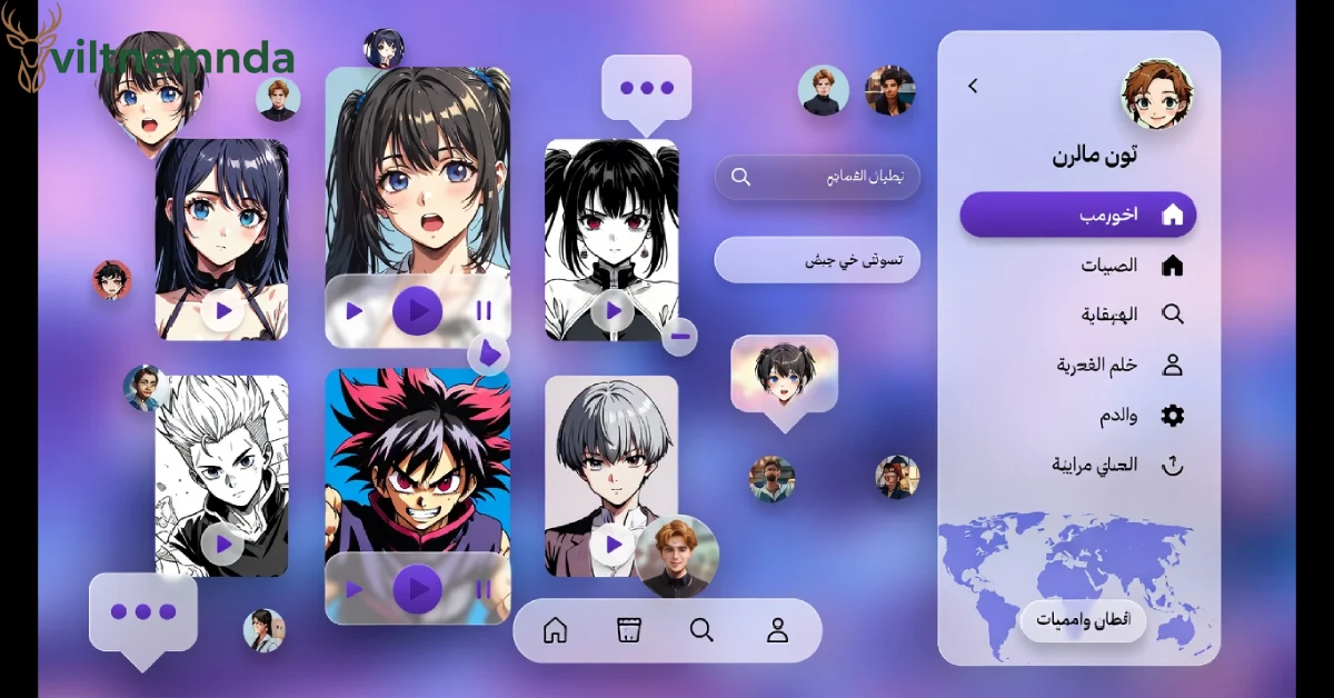 هنتاوي.com Arabic anime streaming platform interface showing manga and anime content for MENA region viewers