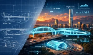 Ingebim BIM engineering team creating digital twin models for infrastructure projects in Chile