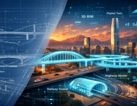 Ingebim BIM engineering team creating digital twin models for infrastructure projects in Chile