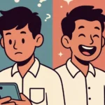 Person experiencing a lamiswisfap moment—confused then amused by life's weird surprise