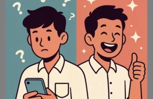 Person experiencing a lamiswisfap moment—confused then amused by life's weird surprise