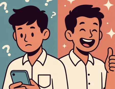 Person experiencing a lamiswisfap moment—confused then amused by life's weird surprise