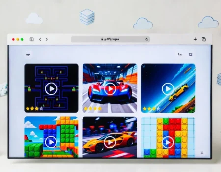 g-65j.pages unblocked games hub homepage with browser-based arcade and save tools